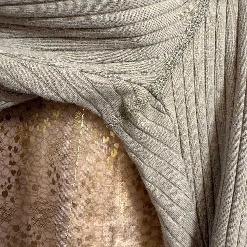 Nike Olive Green Wide Ribbed High Rise Split Hem Leggings Medium - Picture 4 of 10